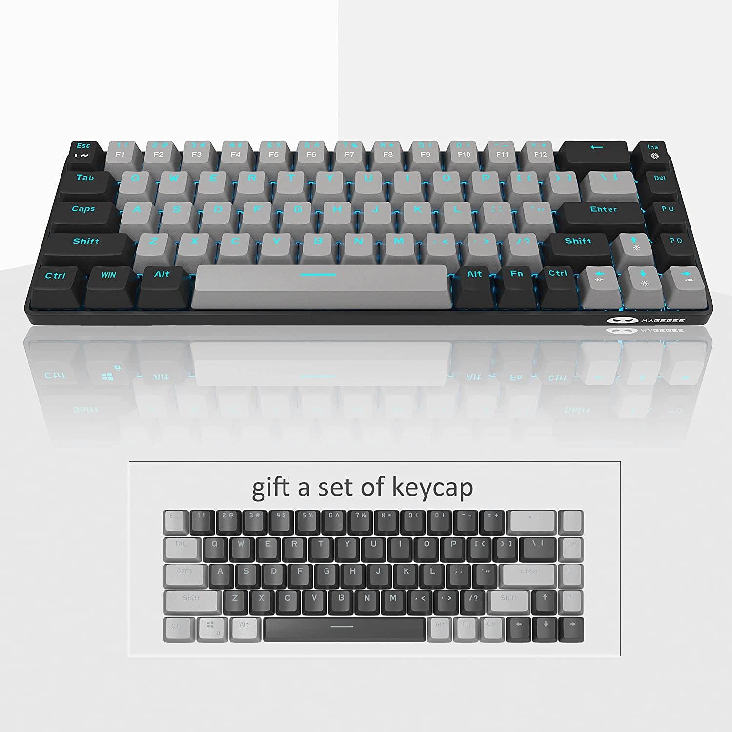 Portable 60% Mechanical Gaming Keyboard, MageGee MK-Box LED Backlit Compact 68 Keys TKL Wired Office Keyboard with Blue Switch for Windows Laptop PC Mac - Black/Grey