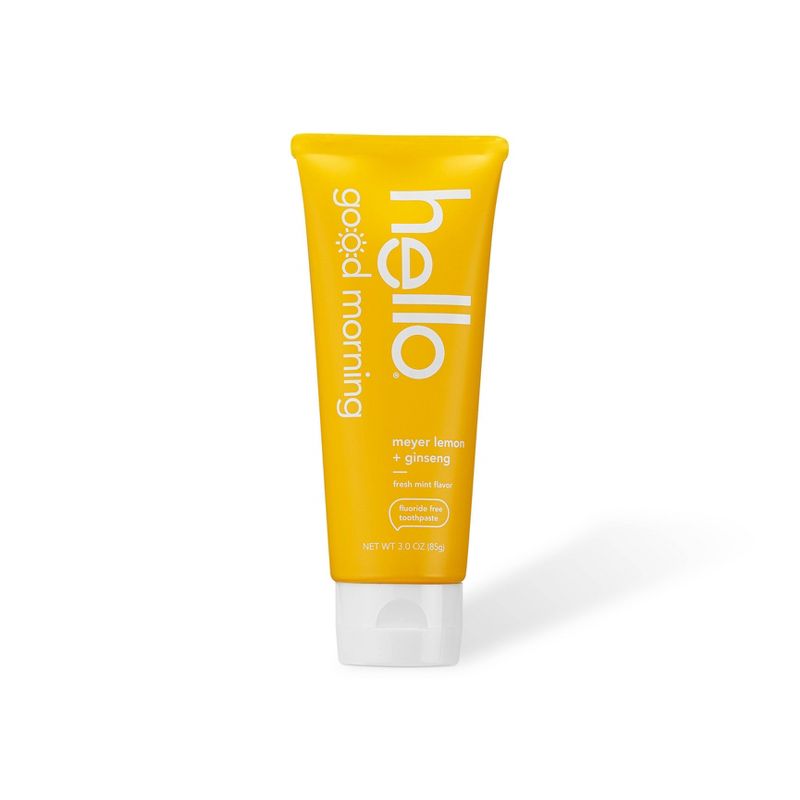 hello Good Morning Fluoride Free Toothpaste - Natural Meyer Lemon + Fresh Mint Vegan & SLS Free - 3oz