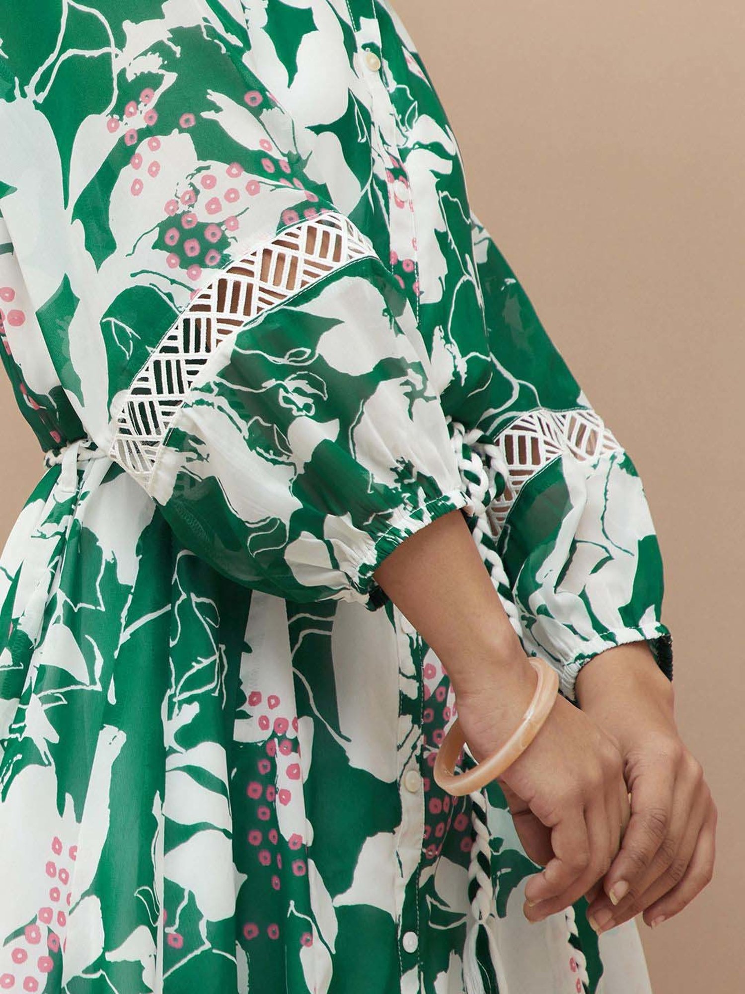 Colour Me by Melange Green Printed A-Line Dress