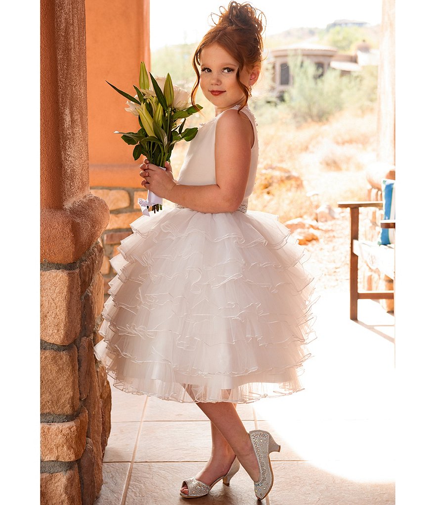 Us Angels Big Girls 6-14 Sleeveless Madison Embroidered Horsehair Communion Dress