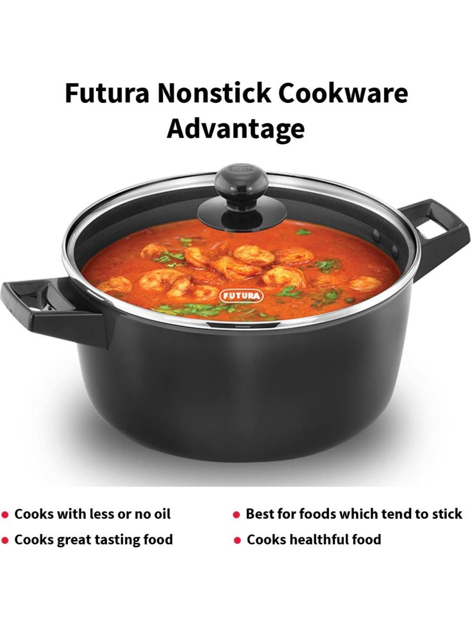 Hawkins Black & Transparent Hard Anodised 24.7 cm Non-Stick Cooking Pot With Lid (4 L) - Set of 1