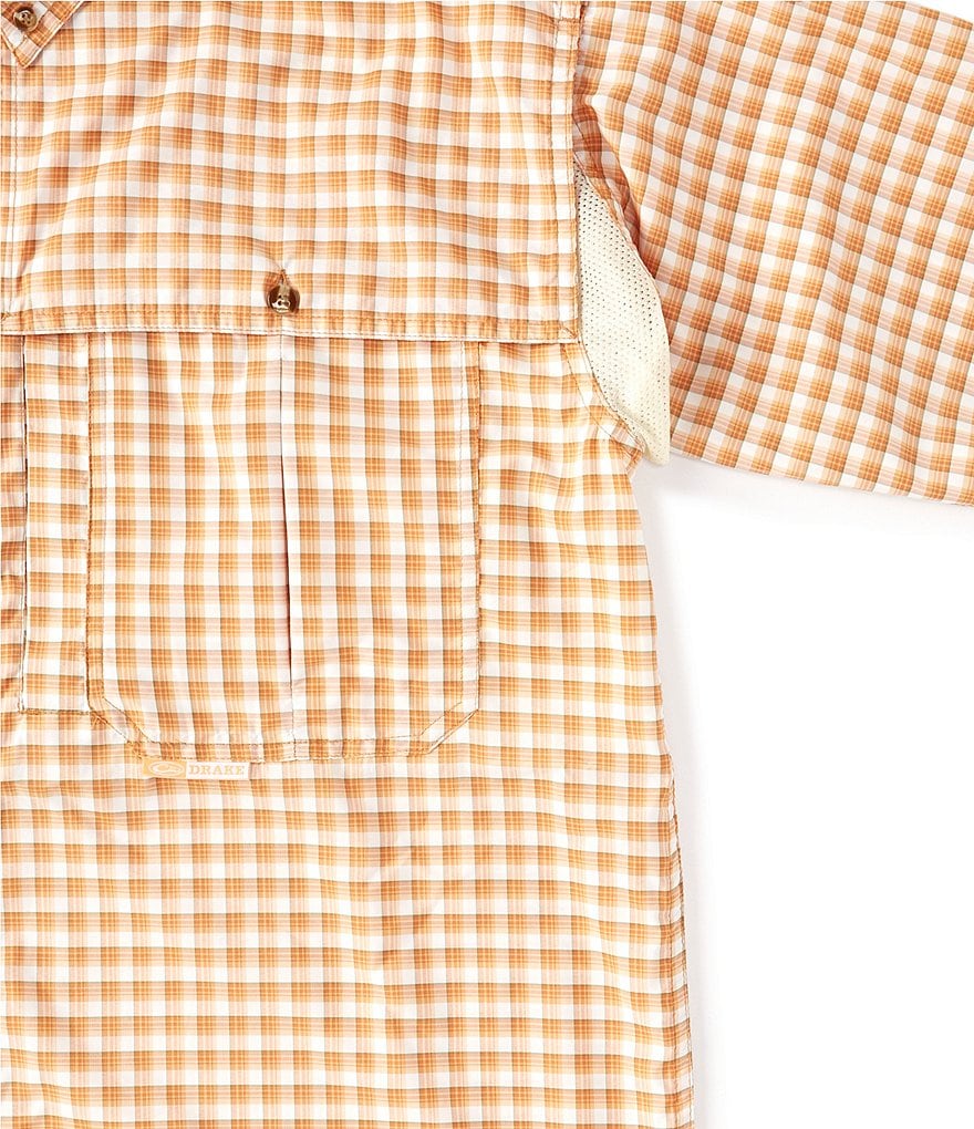 Drake FeatherLite Checked Plaid Wingshooter Performance Long-Sleeve Woven Shirt