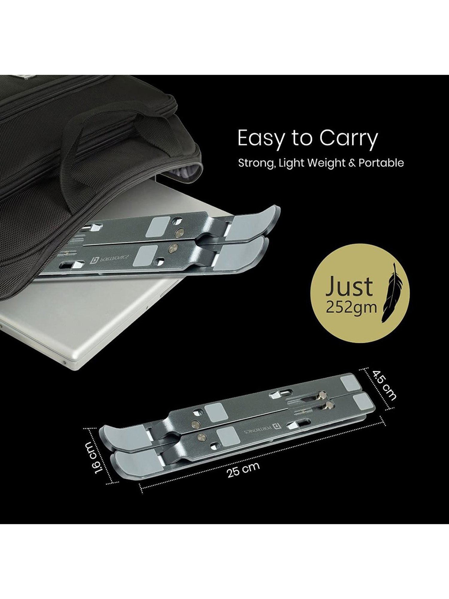 Portronics My Buddy K2 POR-1388 Portable Laptop Stand (Grey)