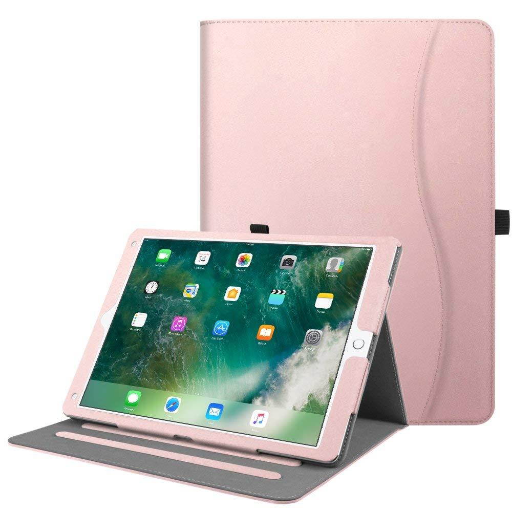 Fintie iPad Pro 12.9 Case - [Corner Protection] Multi-Angle Viewing Folio Stand Cover w/Pocket, Auto Wake/Sleep for Apple iPad Pro 12.9 1st Gen 2015 / iPad Pro 12.9 2nd Gen 2017, Rose Gold