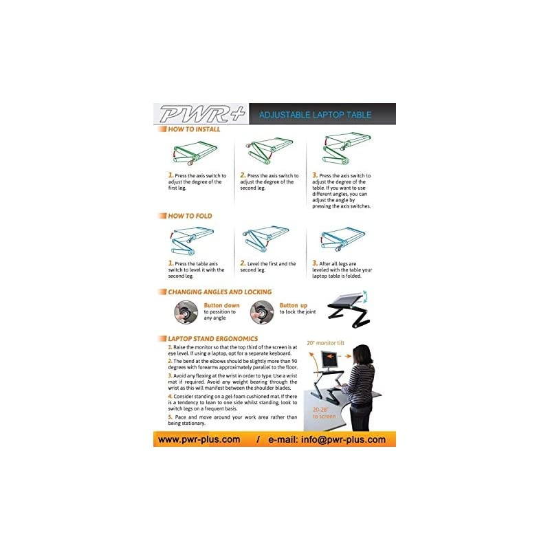 Laptop Table Stand Adjustable Riser Portable with Mouse Pad Fully Ergonomic Mount Ultrabook MacBook Notebook Light Weight Aluminum Black Bed Tray Desk Book Fans Up to 17"