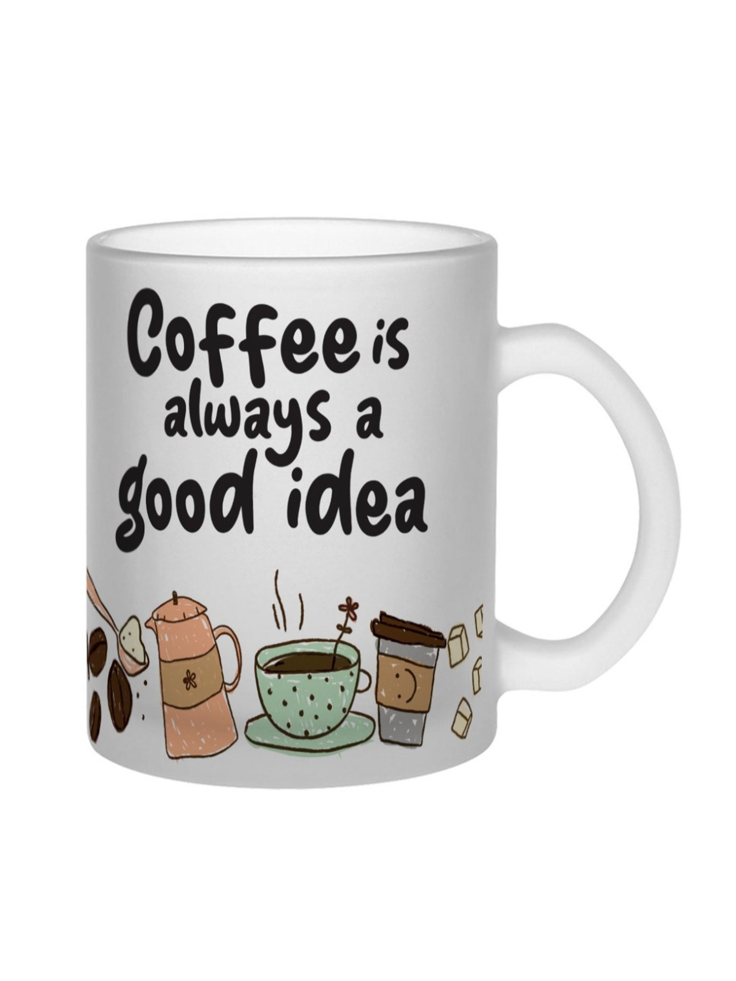 Gathari Aesthetic White Glass Frosted Coffee Mug