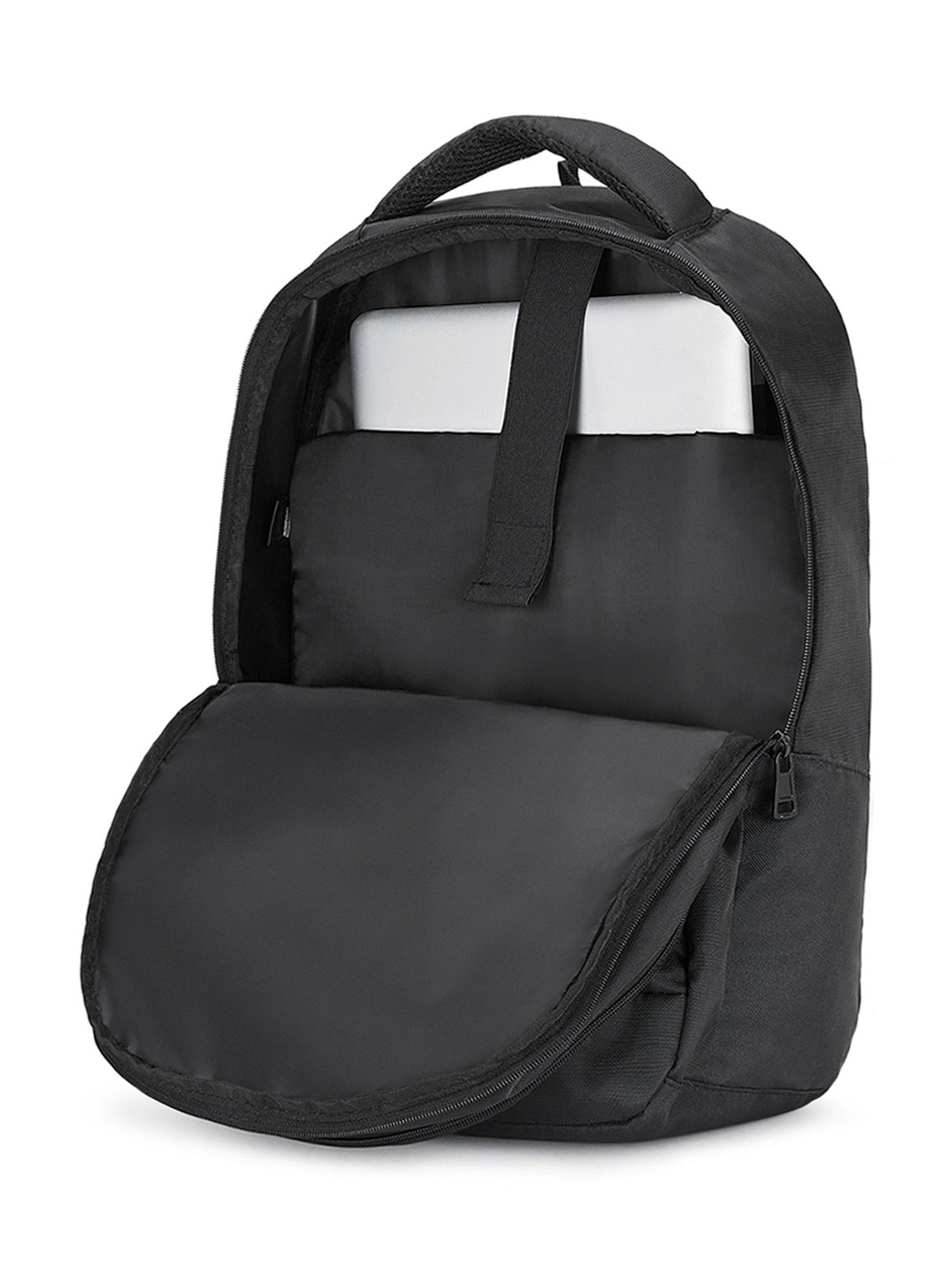 The Vertical Run Devin Black Textured Medium Laptop Backpack
