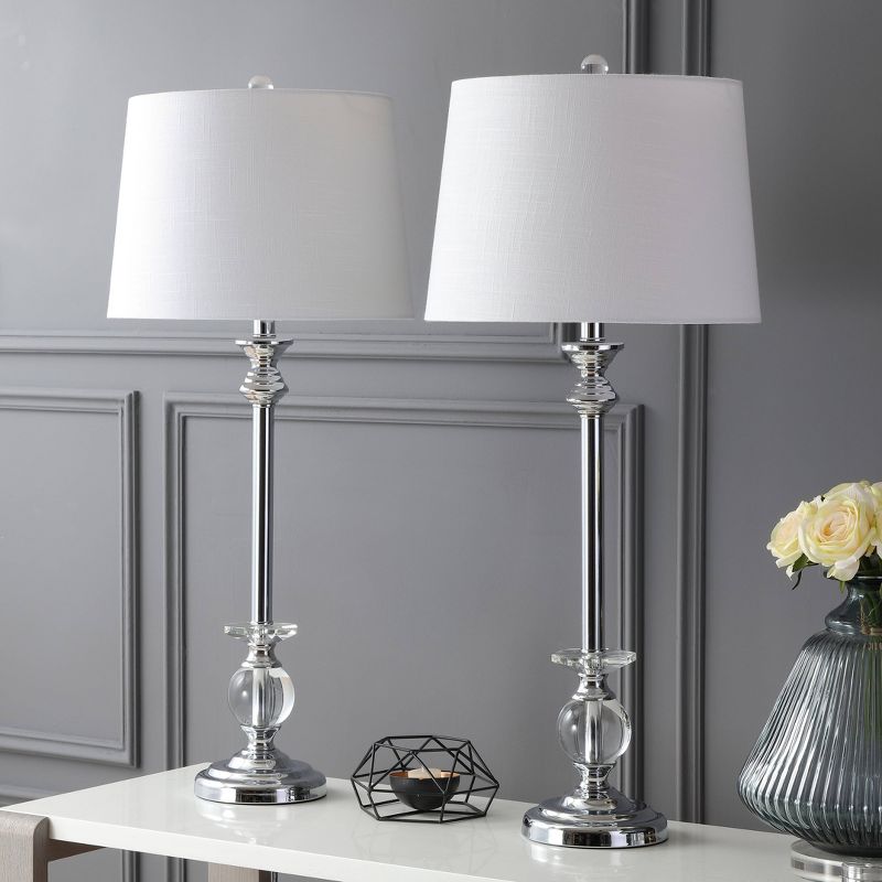 33" (Set of 2) Elizabeth Crystal Table Lamp (Includes LED Light Bulb) Clear - JONATHAN Y