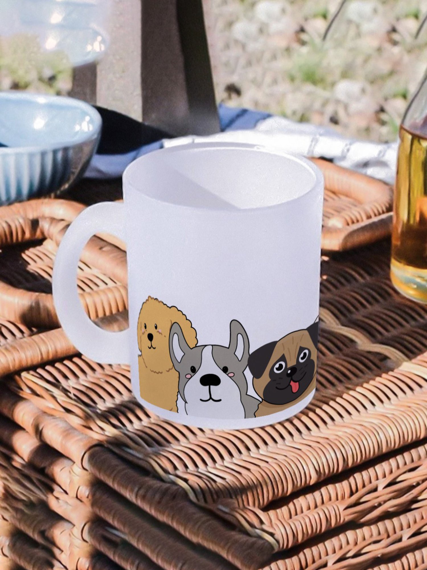 Gathari Aesthetic White Glass Frosted Coffee Mug