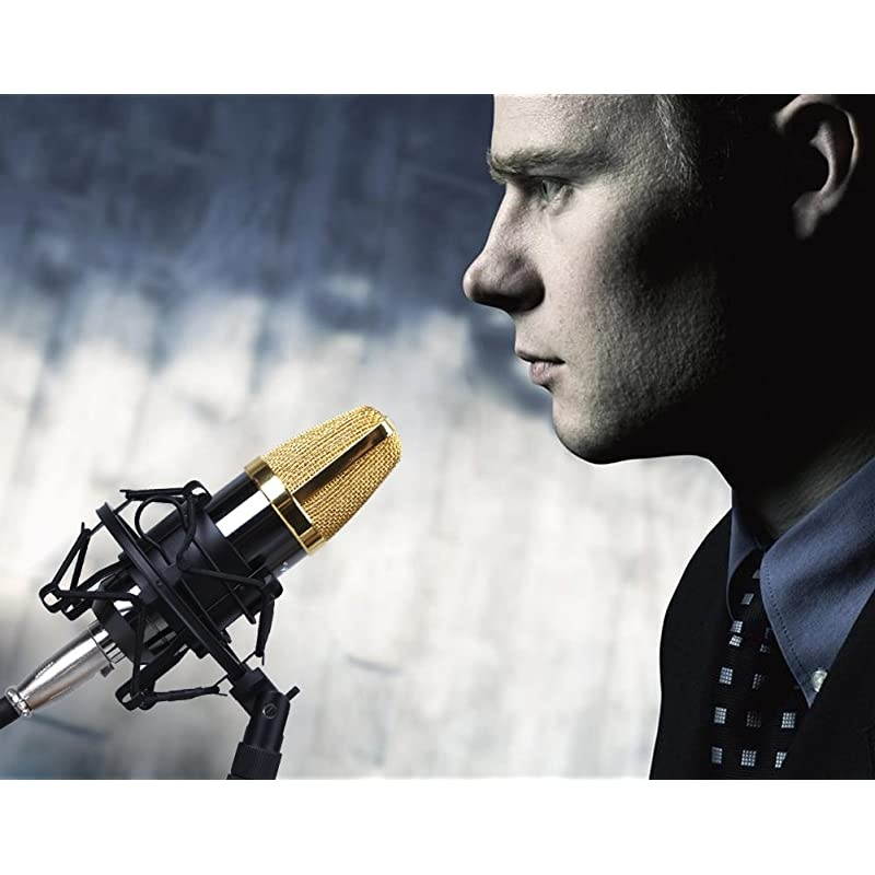 Universal 50MM Microphone Shock Mount for 48MM54mm Diameter Condenser Mic Black