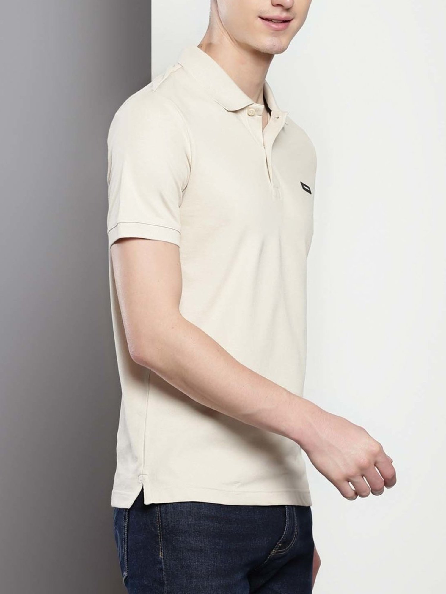 Calvin Klein Fog Cotton Slim Fit Polo T-Shirt