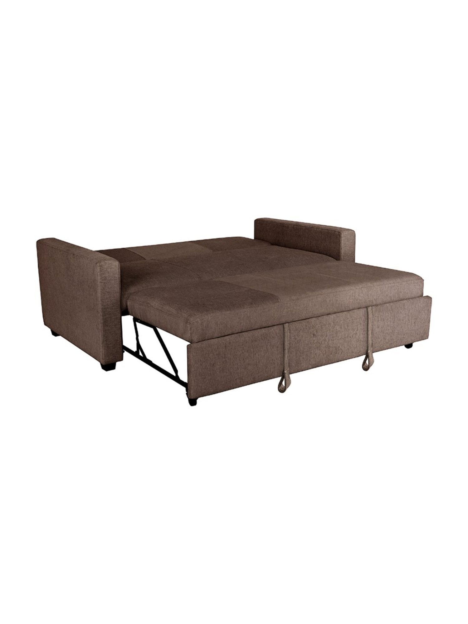 Duroflex Ease Quilted Dark Brown Wood 3 Seater Sofa Cum Bed with Pullout Mechanism