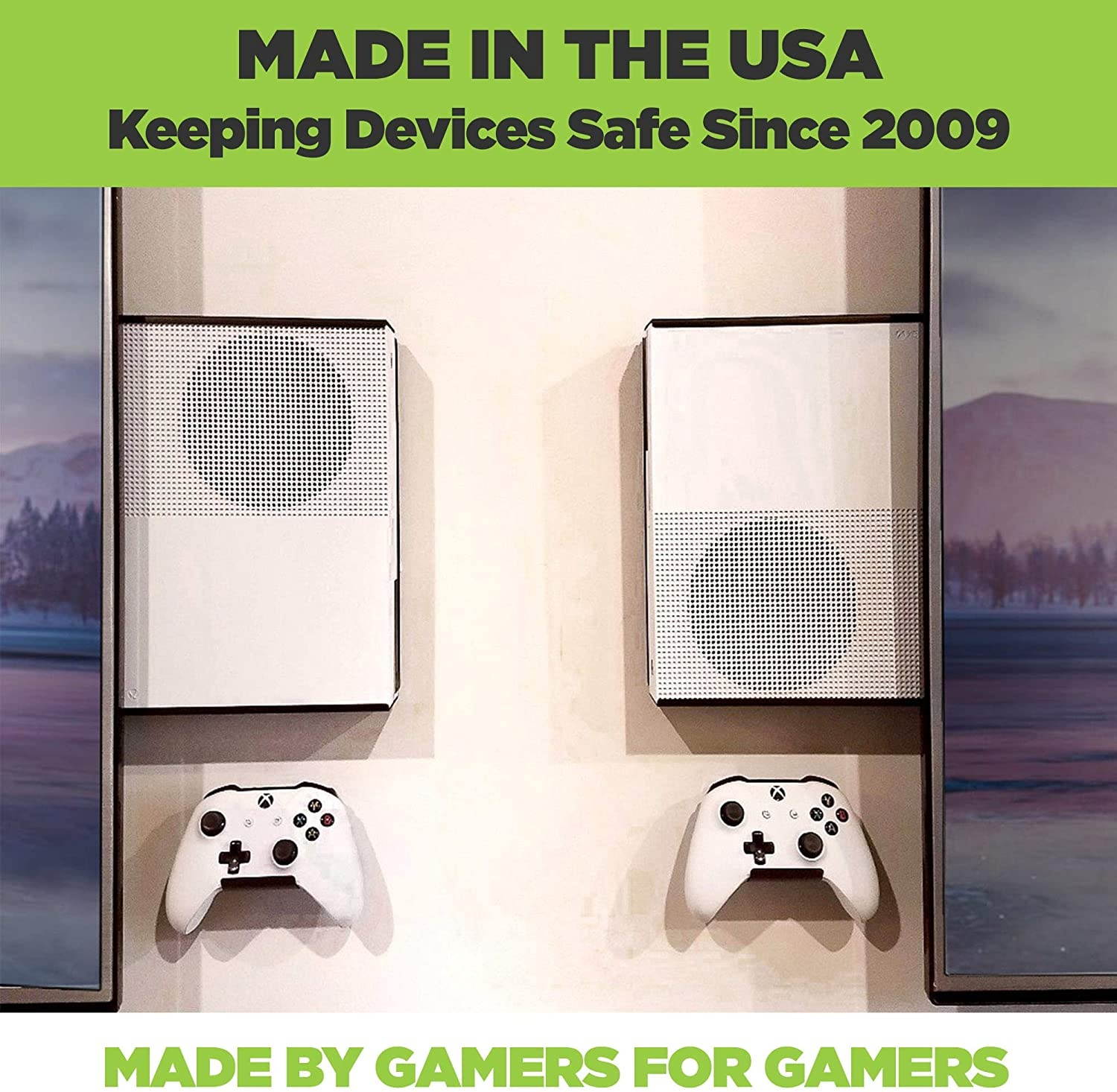 HIDEit X1S Xbox One S Wall Mount and (2) Controller Wall Mounts (Xbox One S Black Bundle) - HIDEit Behind the TV or DISPLAYit - Made in the USA and Trusted Worldwide Since 2009