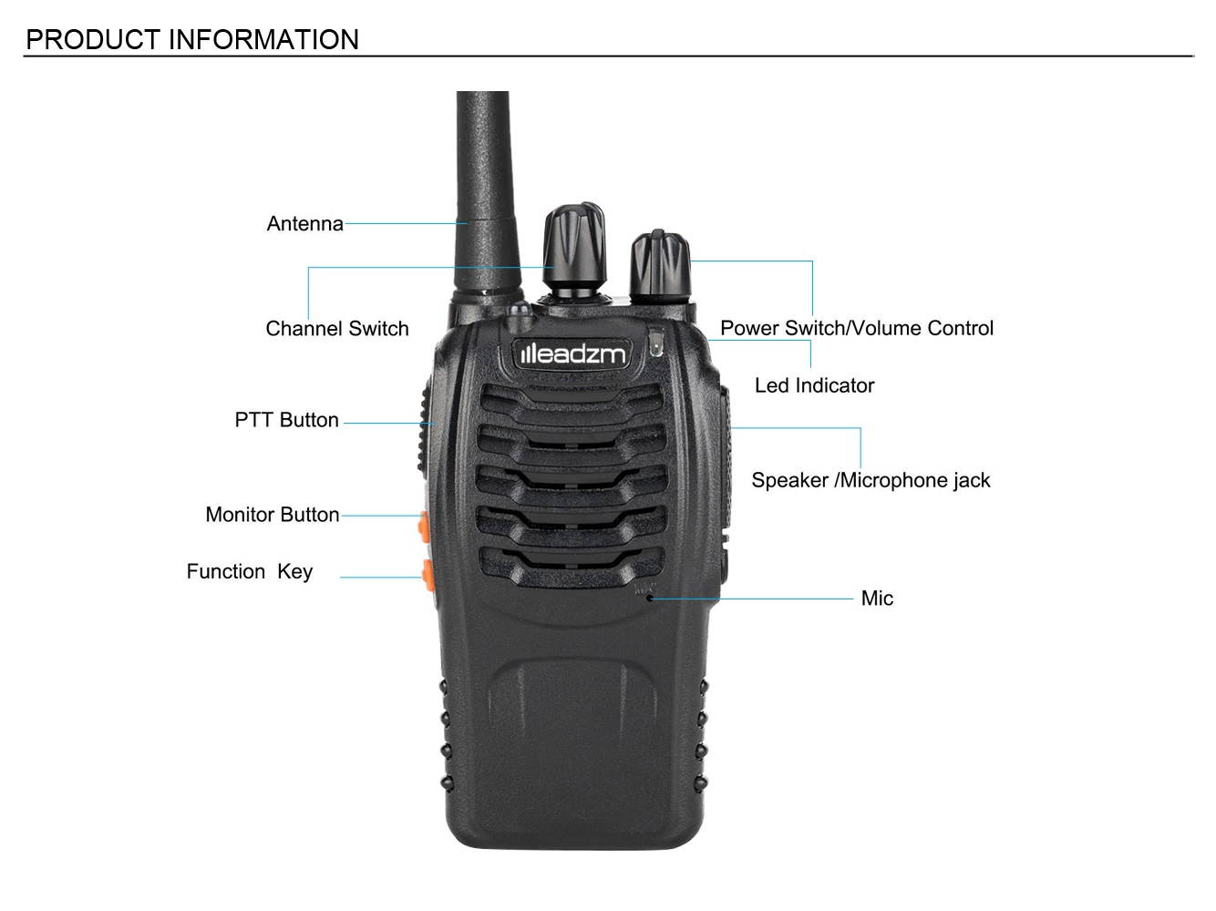 2 Leadzm LE-88A FRS 462-467MHz 16CH Two way Radio Walkie Talkie US Plug