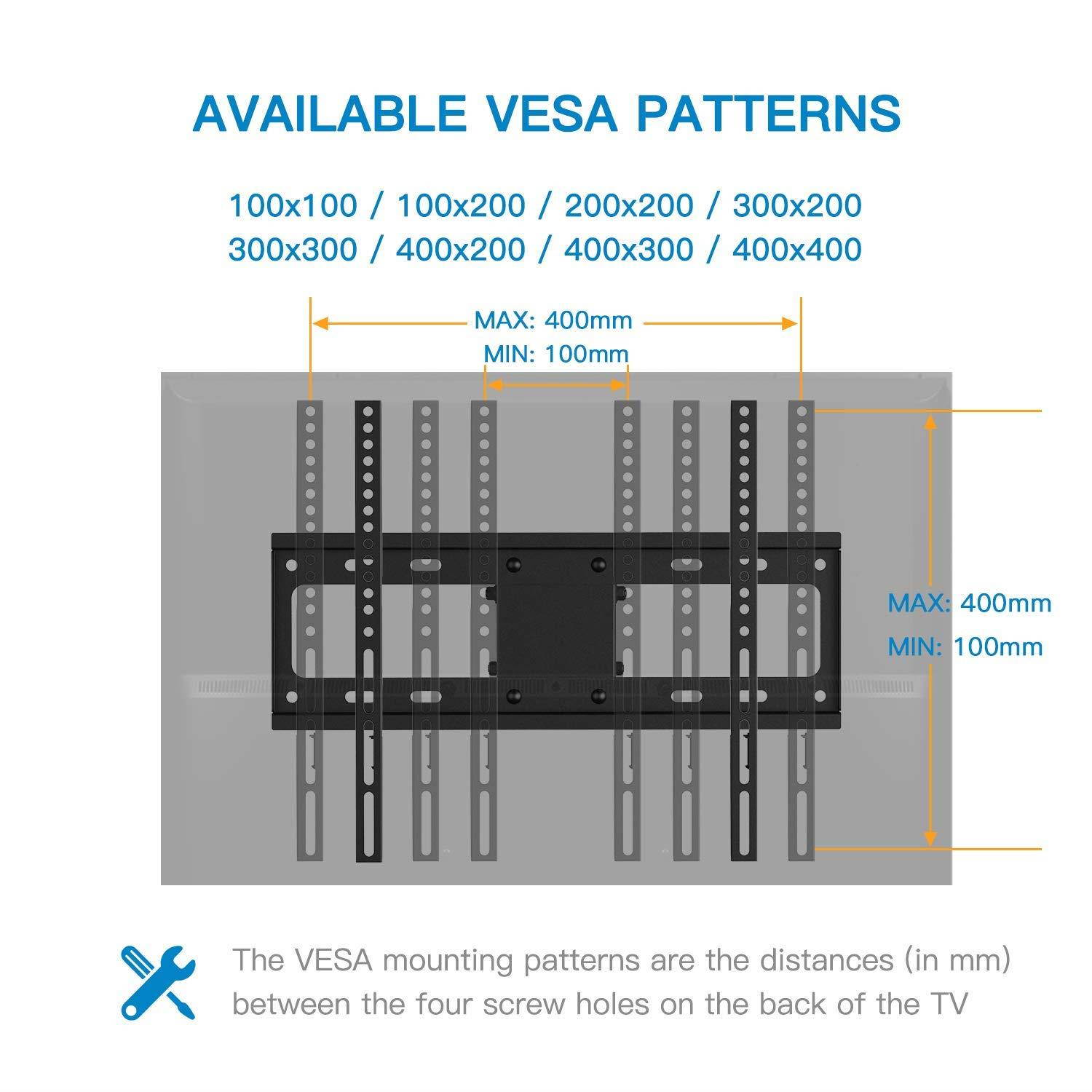 PERLESMITH TV Wall Mount Bracket Full Motion Single Articulating Arm for Most 32-55 inch LED, LCD, OLED, Flat Screen, Plasma TVs with Tilt, Swivel and Rotation Up to 77lbs VESA 400x400mm