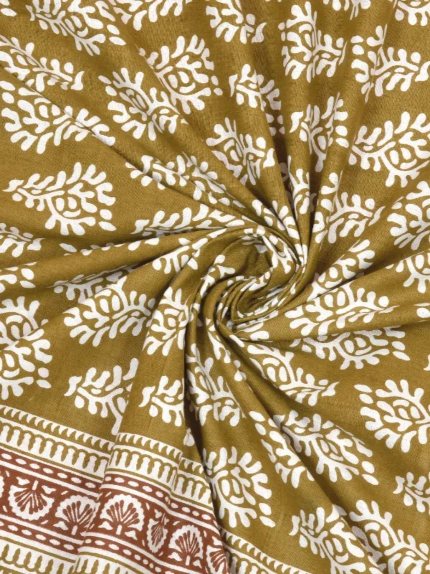 Living Roots Printed Green 240 TC Cotton Bedsheet with 2 Pillow Covers