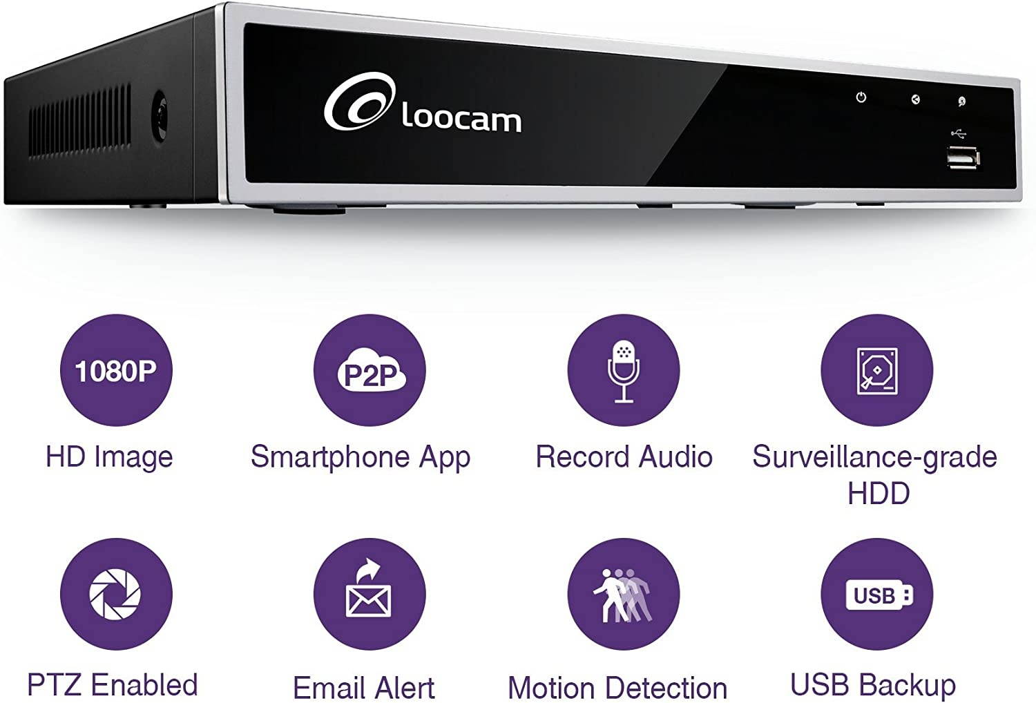 Loocam 8 Channel 1080p Surveillance DVR with 2TB Hard Drive, 8CH Hybrid 4-in-1 Digital Video Recorder to Compatible with 960H/720p/1080p CCTV Security Cameras, Free iOS and Android APP