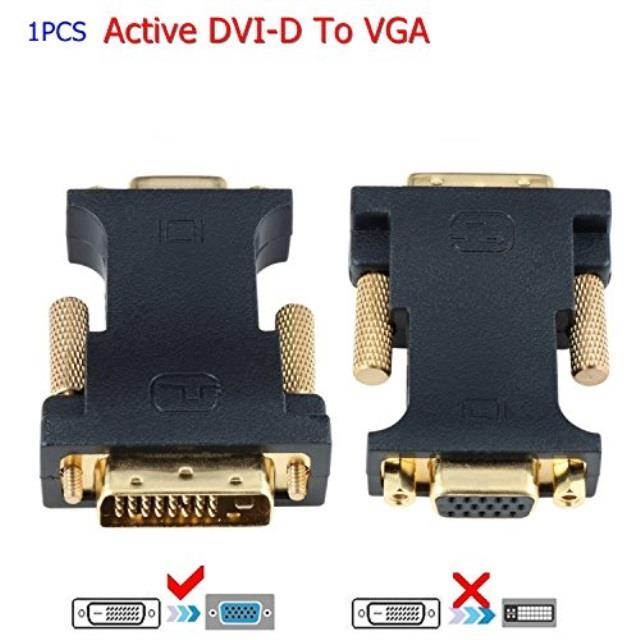 CableDeconn DVI VGA Adapter, Active DVI-D 24+1 to VGA Link Video Adapter Cable Converter for PC DVD Monitor HDTV