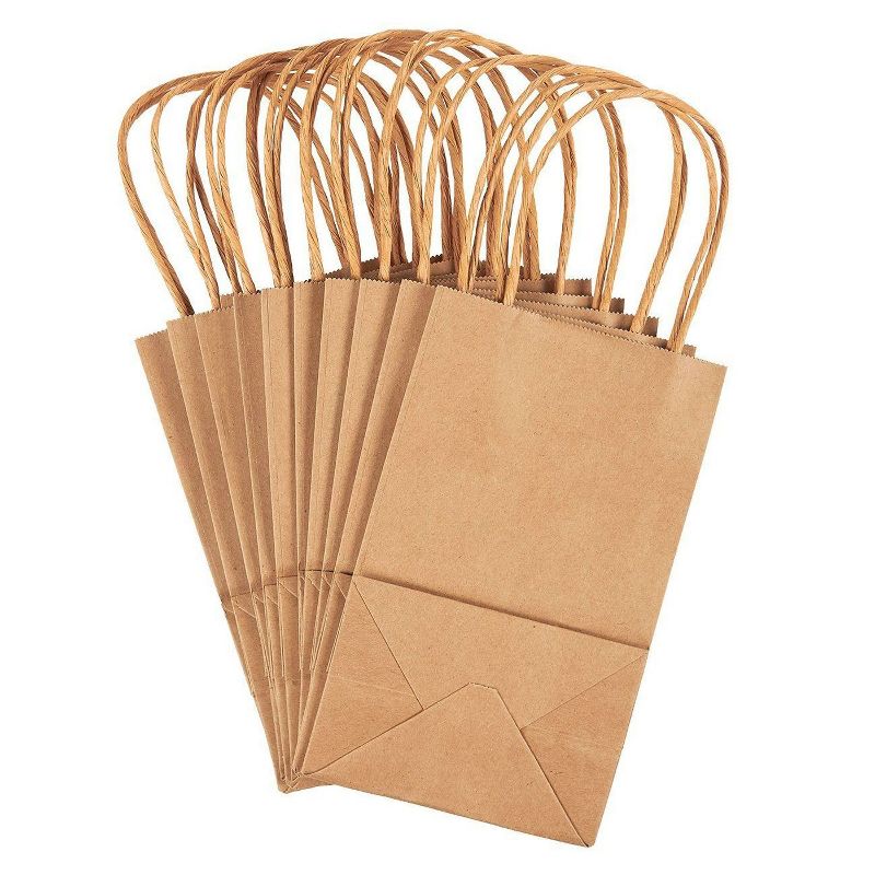 Brown Kraft Bag, Birthday Party Gift Favor Bag Set - 12 Count - Small