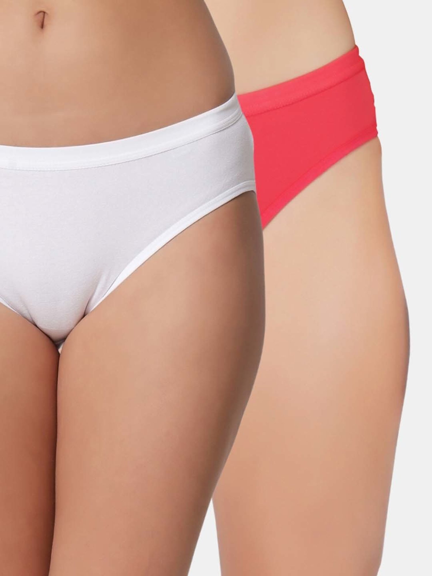 Bleeding Heart Pink & White Plain Panties - Pack Of 2