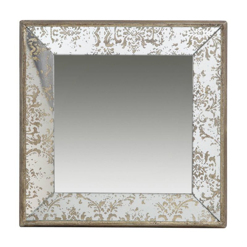 Large Dual Purpose Square Mirror Tray Gold - A&B Home