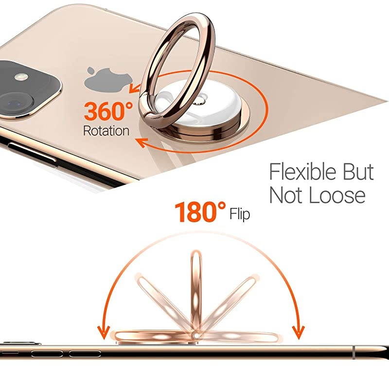 Porcelain Cell Phone Ring Holder Case Friendly Phone Stand Finger Kickstand Grip Ring Compatible with iPhone 12 11 Pro MAX XS X XR SE 8 7 Plus Samsung Galaxy S20+ Ultra Note 20 Rose Gold