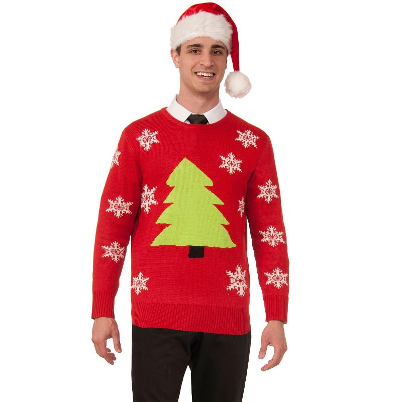 Forum Novelties Oh Christmas Tree Sweater Adult Costume, Large, Red