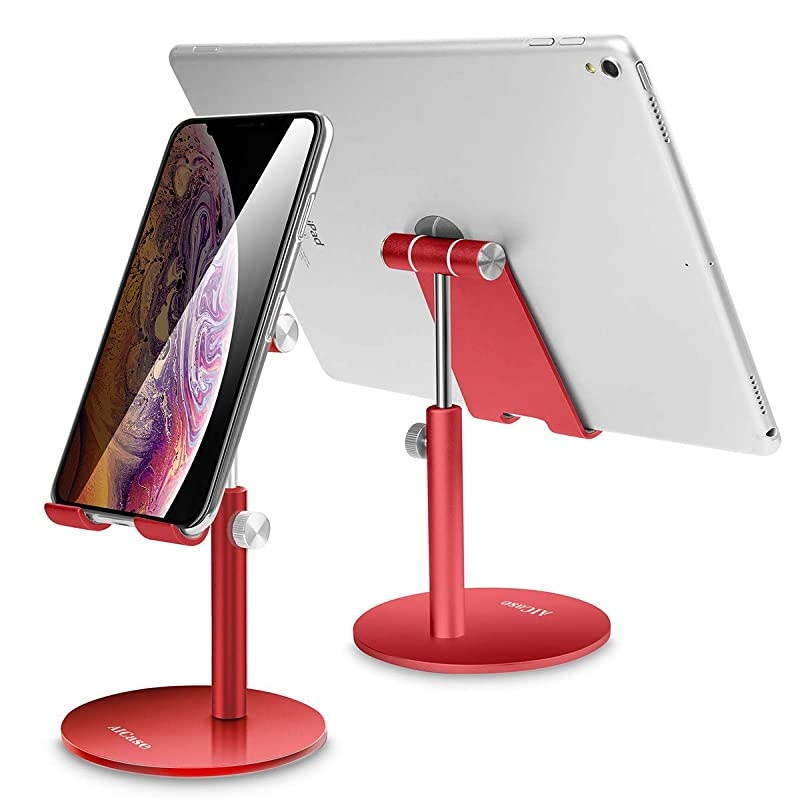 Adjustable TabletPhone Stand  Telescopic Adjustable iPad Stand HolderUniversal Multi Angle Aluminum Stand Compatible with iPhone Smart Cell PhoneTabletiPad413 inch Red
