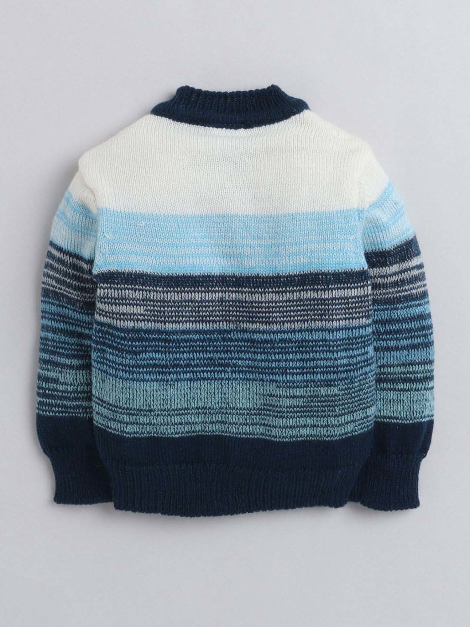 Little Angels Kids Navy & White Color Block Full Sleeves Sweater Set