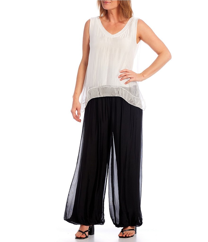 M Made in Italy Silk Blend Palazzo Pant