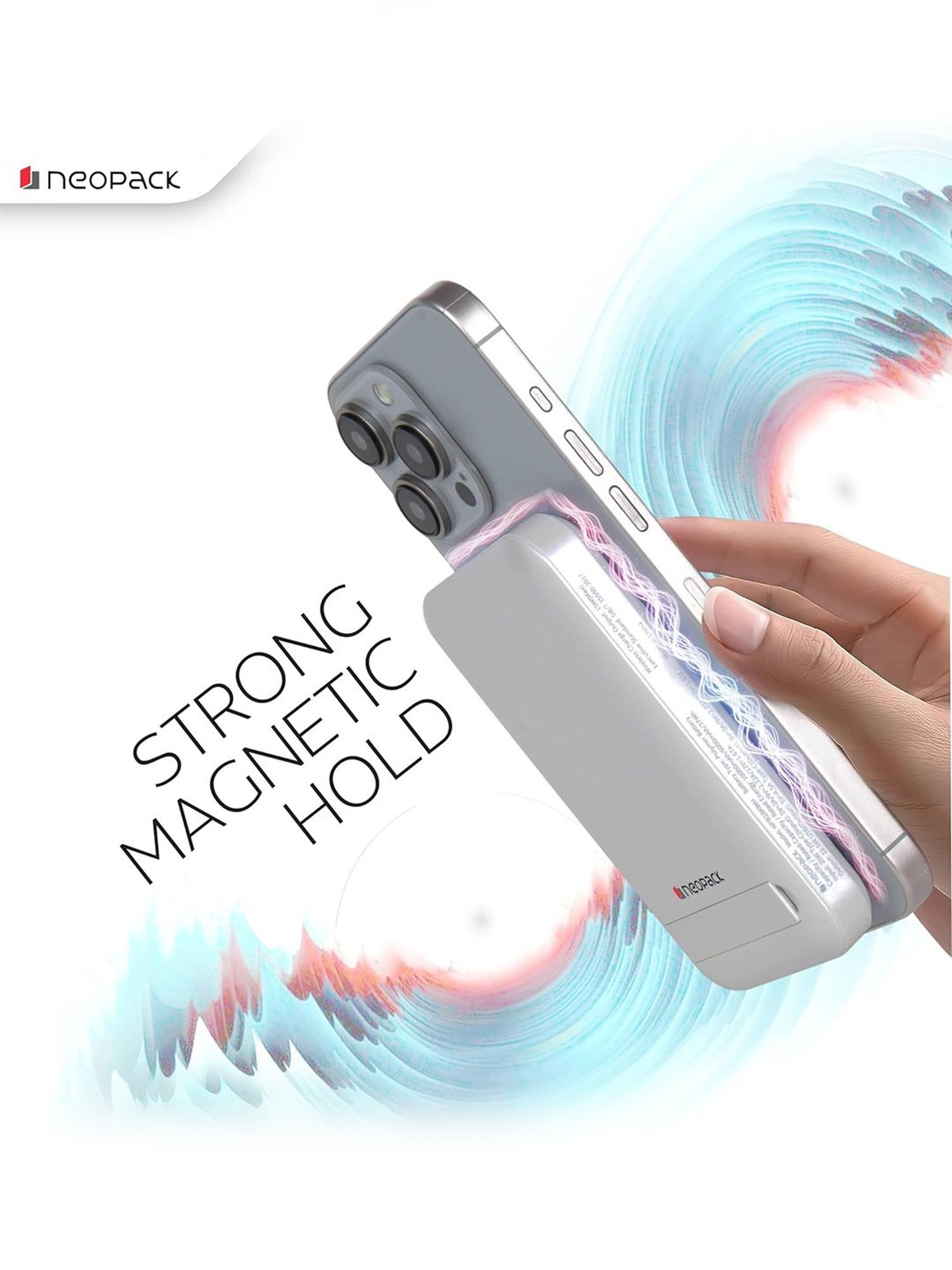 Neopack Magnetic Power Pack 10000 MAh MagSafe Compatible Wireless Charging Power Bank (White)