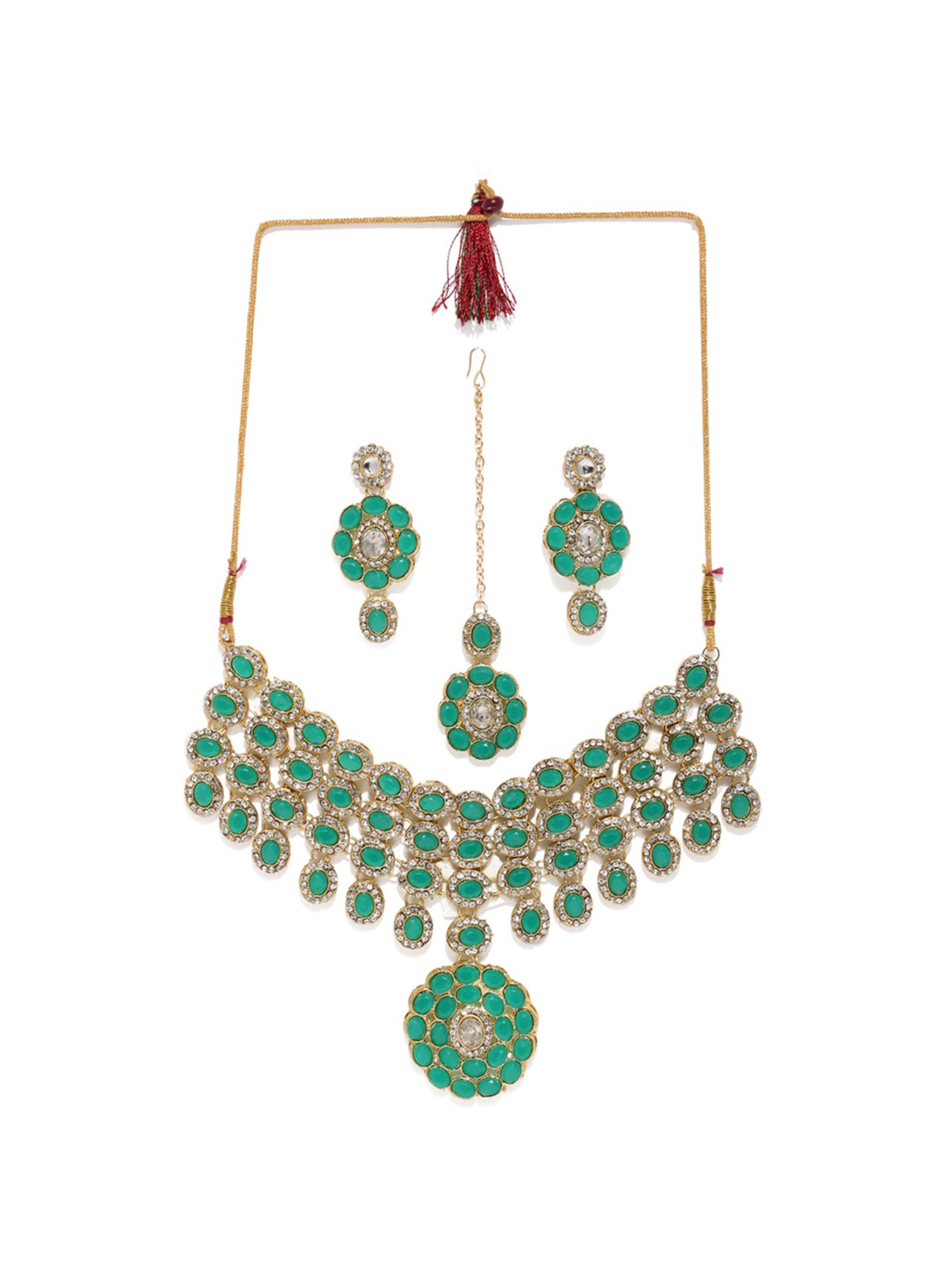 Sri Jagdamba Pearls White Alloy Classic Necklace & Earring Set