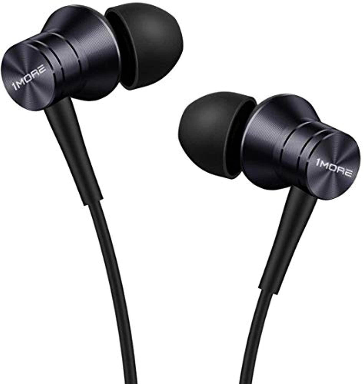 1MORE Piston Fit in-Ear Earphones Fashion Durable Headphones with 4 Color Options, Noise Isolation, Pure Sound, Phone Control with Mic for Smartphones/PC/Tablet - Black