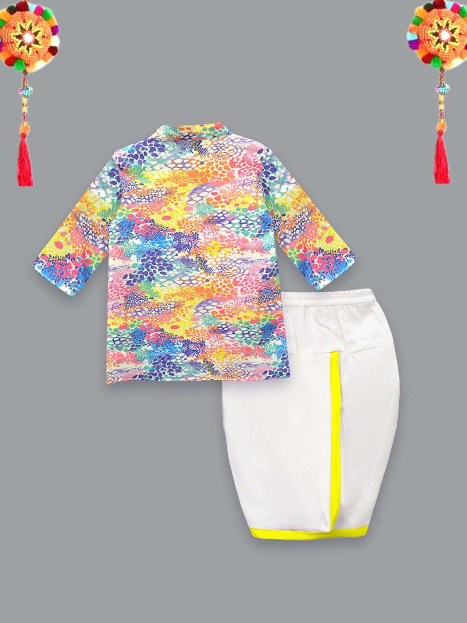 A.T.U.N. Boys Multicolor Printed Full Sleeves Kurta Set