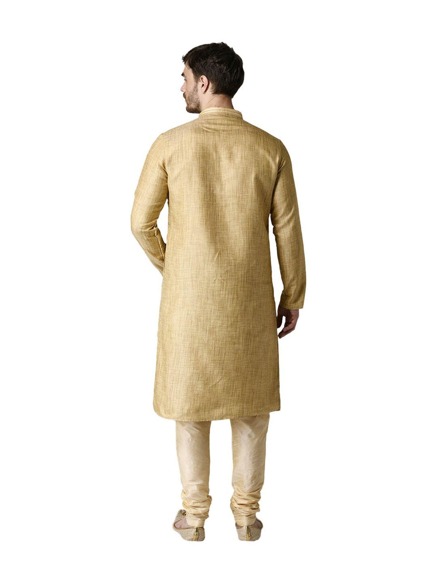 Tabard Beige Solid Full Sleeves Kurta & Churidar Set