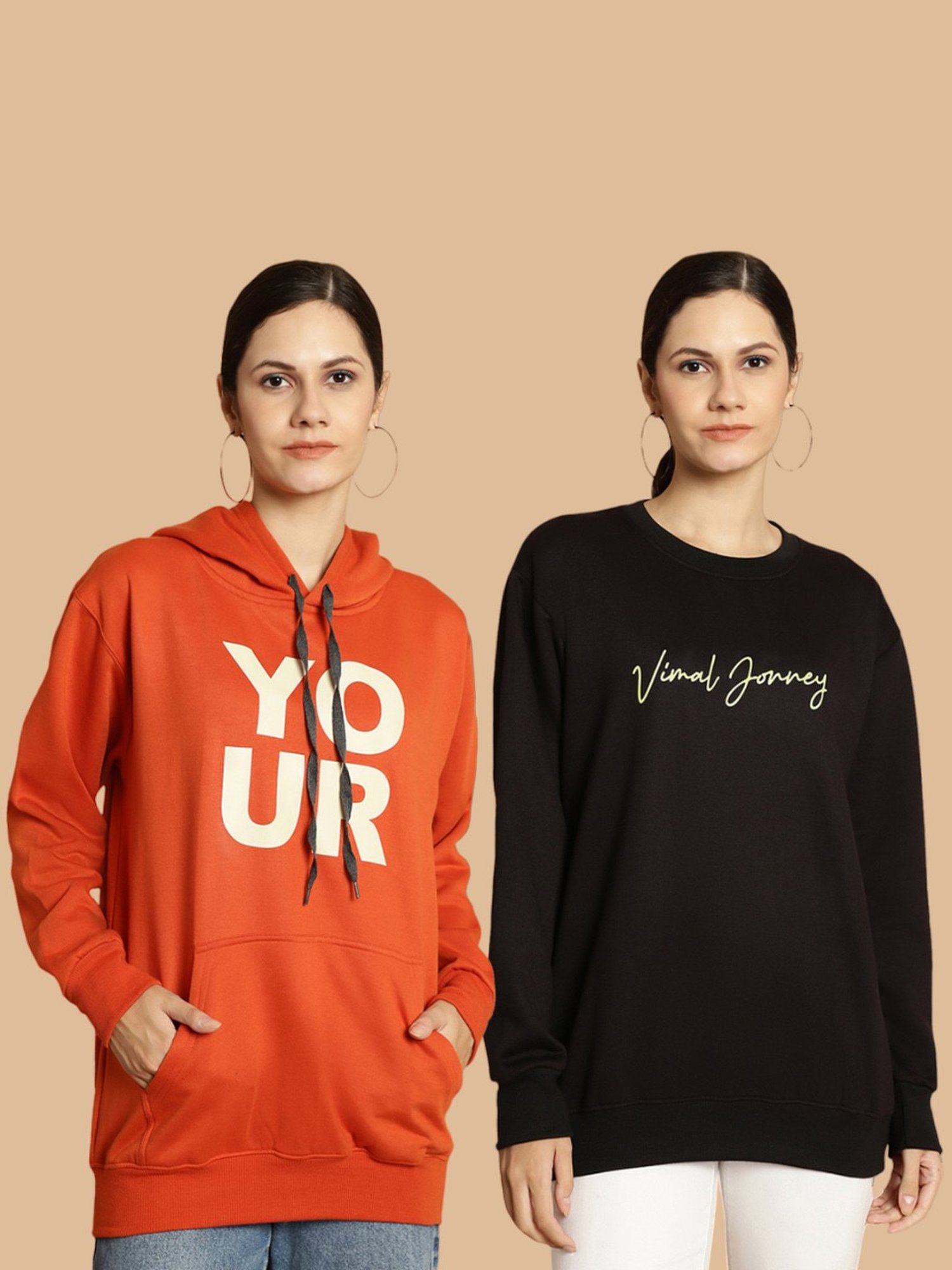 Vimal Jonney Rust & Black Printed Sweatshirt - Pack Of 2