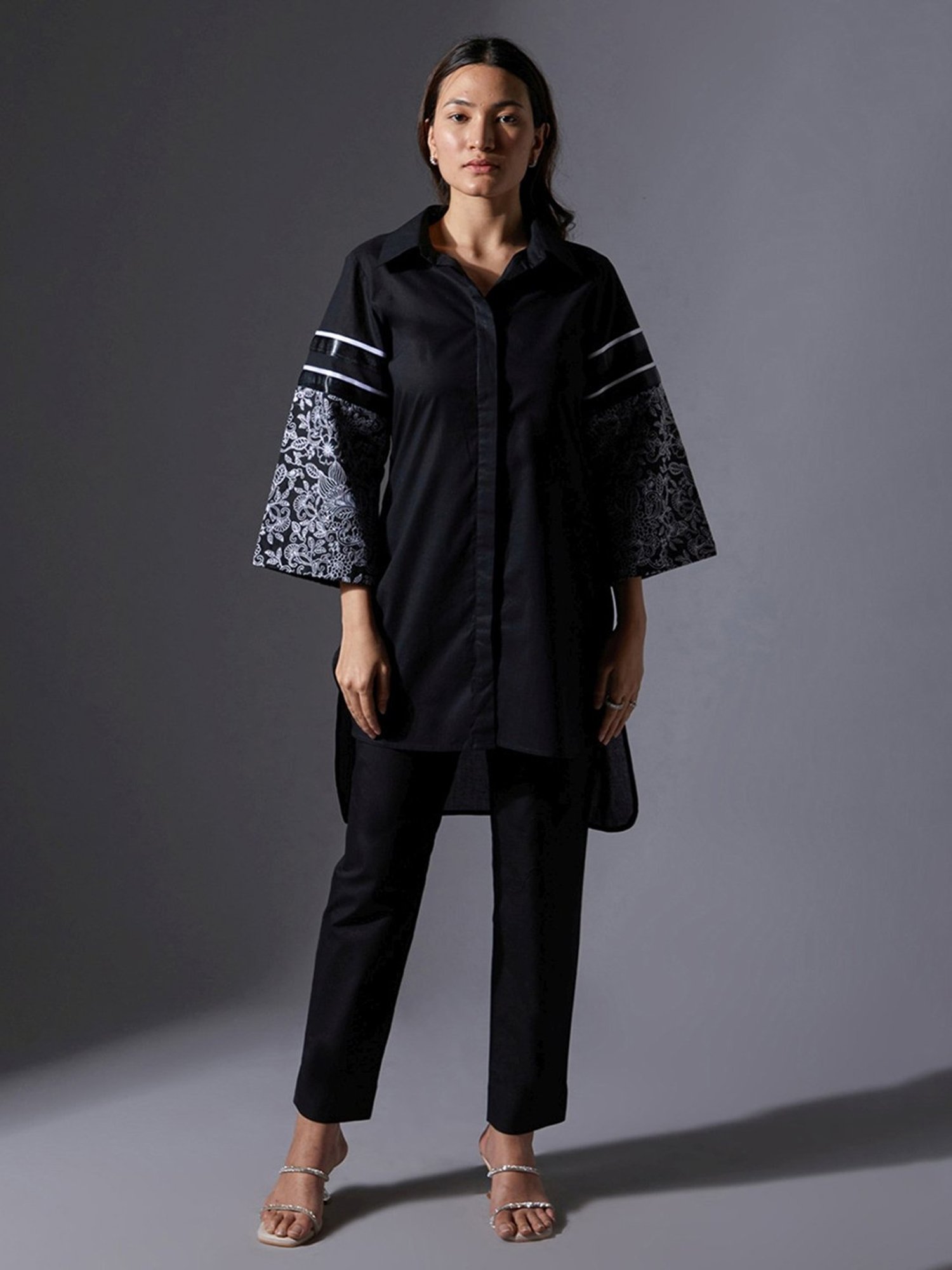 House of Manaa Black Hom Allure Shirt with Pant
