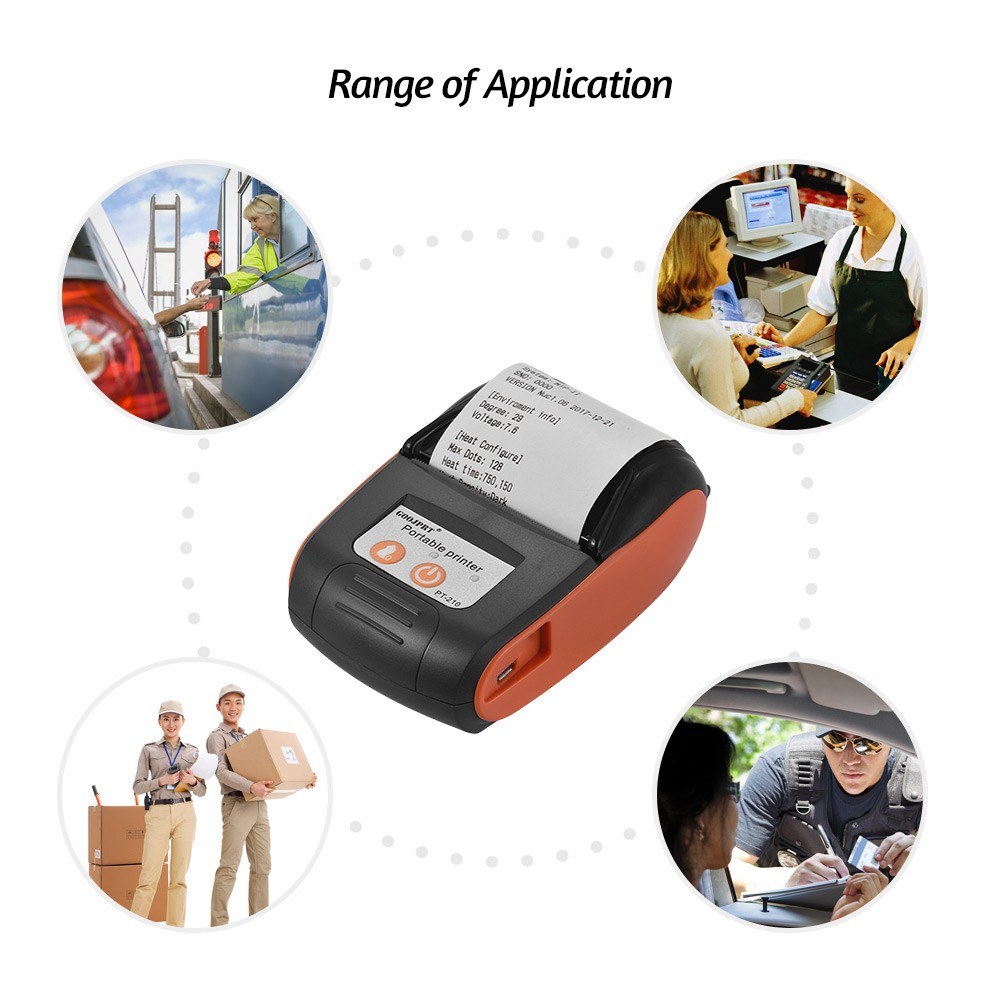GOOJPRT PT-210 Portable Thermal Printer Handheld 58mm Receipt Printer for Retail Stores Restaurants Factories Logistics