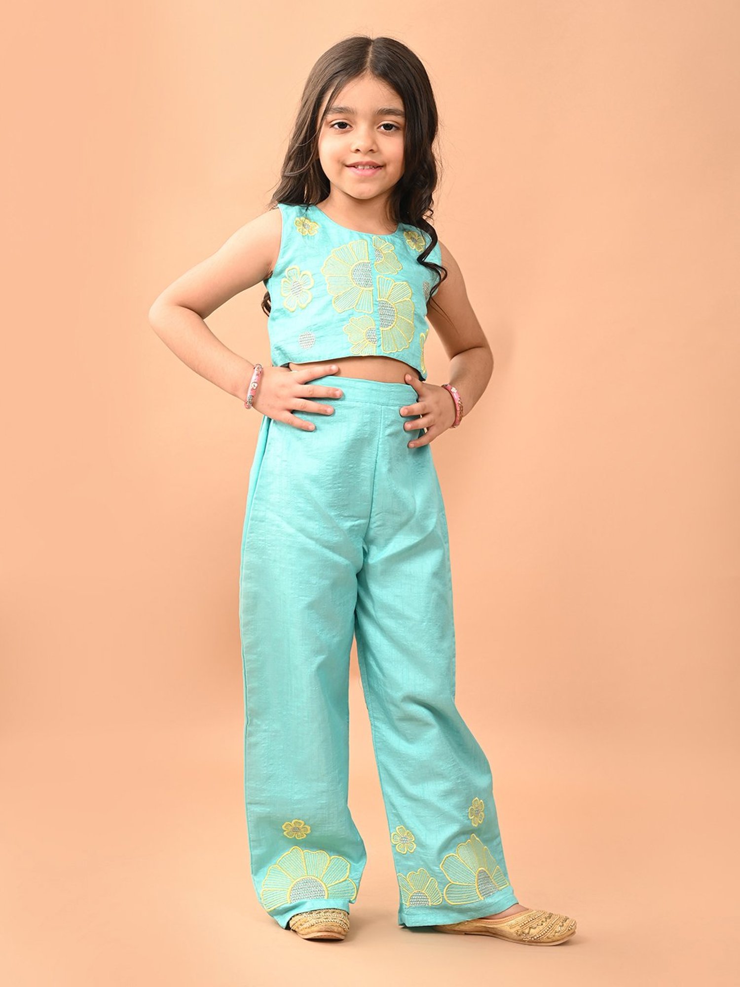 VASTRAMAY Kids Blue & White Cotton Over Dyed Kurta Set