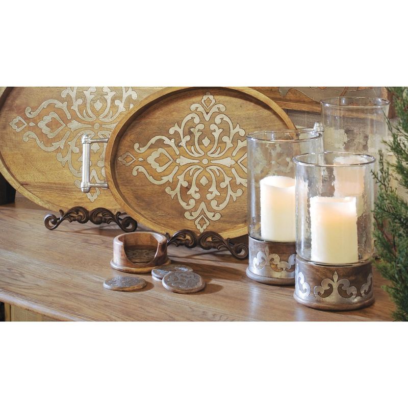 GG Collection Wood and Inlay Metal Heritage Collection 12.5-Inch Tall Candleholder