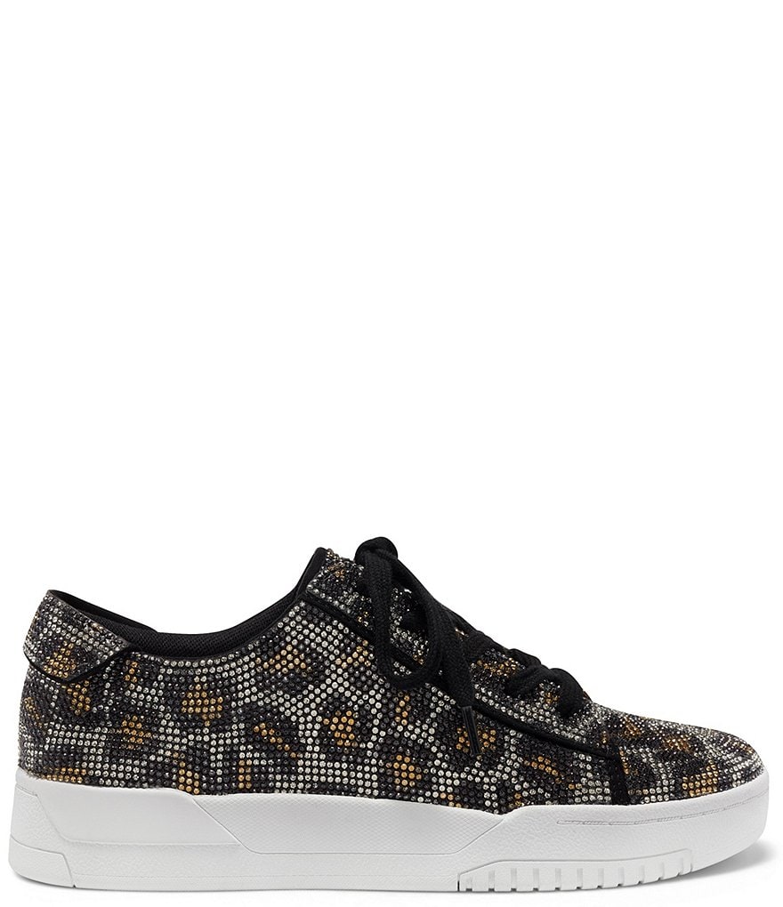 Jessica Simpson Silesta Leopard Print Rhinestone Lace-Up Sneakers