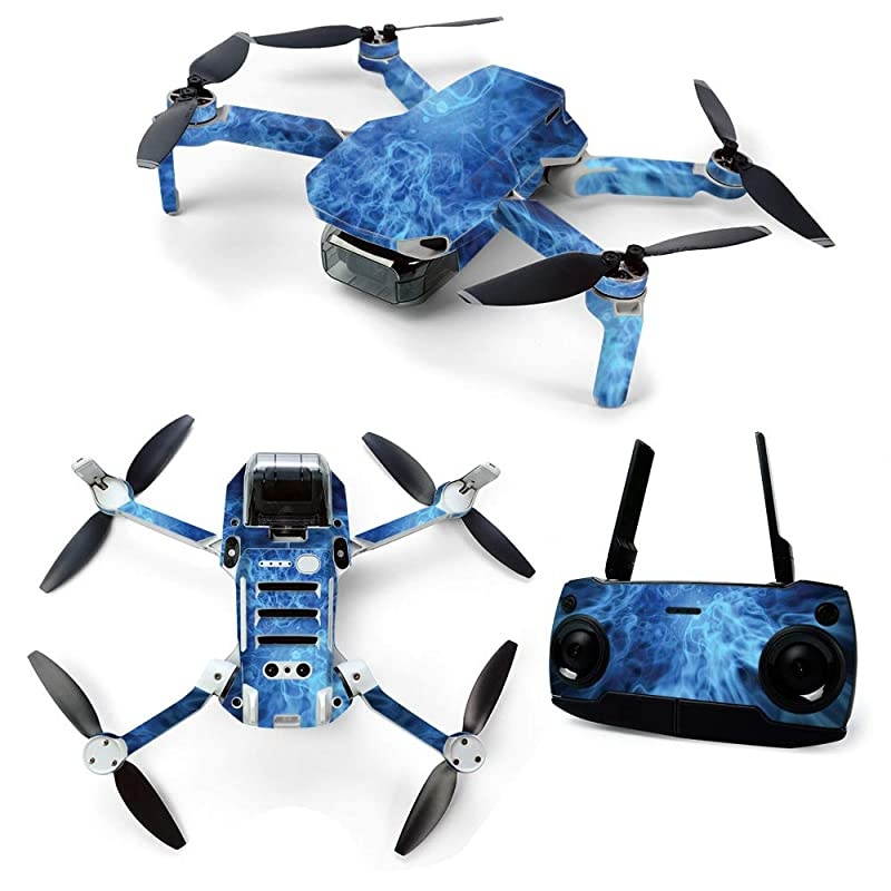 Skin for DJI Mavic Mini Portable Drone Quadcopter Blue Mystic Flames | Protective Durable and Unique Vinyl Decal wrap cover | Easy To Apply Remove and Change Styles | Made in the USA