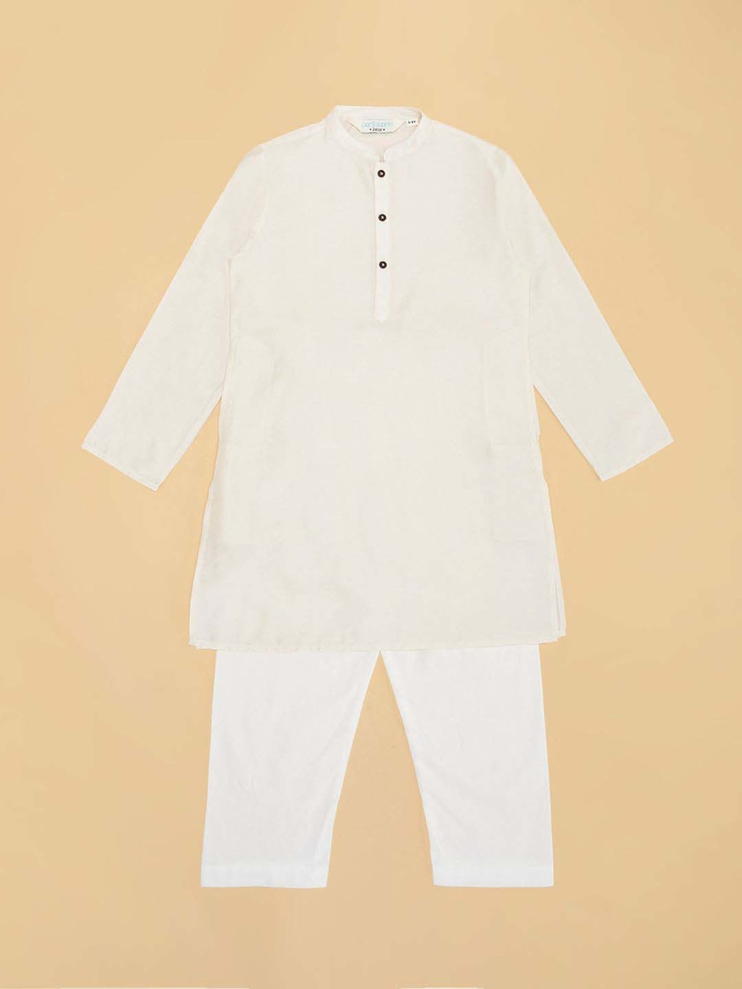 Indus Route by Pantaloons Boys Beige Solid Full Sleeves Kurta Sets