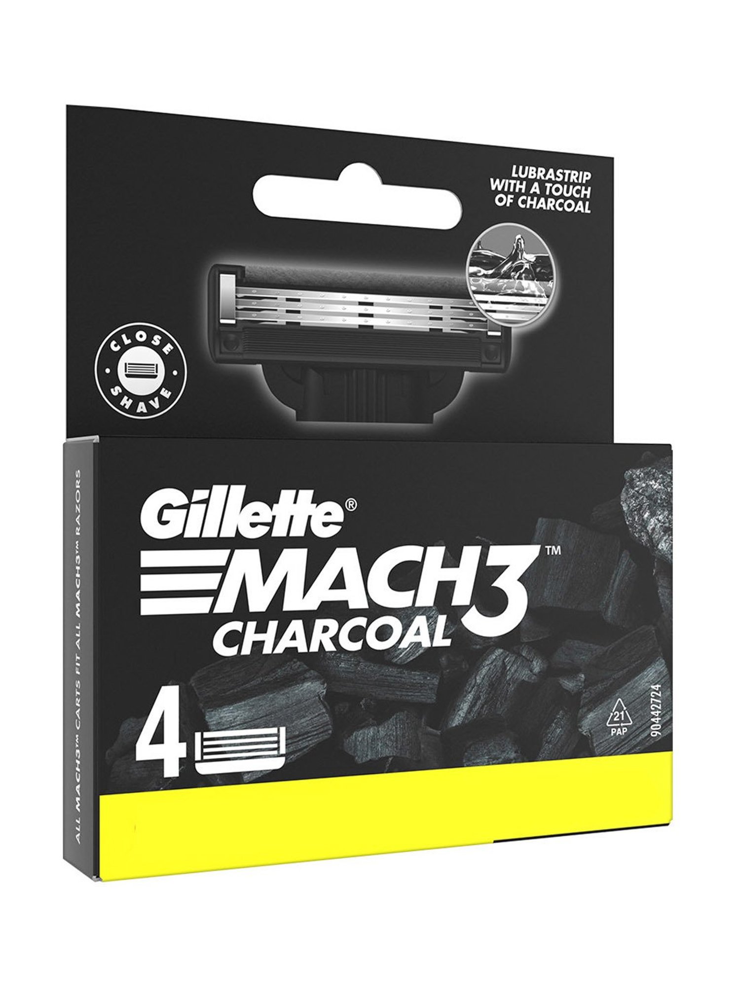 Gillette Mach3 Charcoal Shaving Razor Blades - 20 gm (Pack of 4)