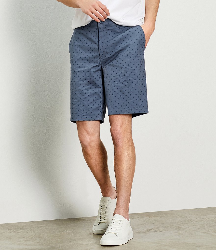 Rowm 10#double; Inseam Flat Front Chino Print Shorts