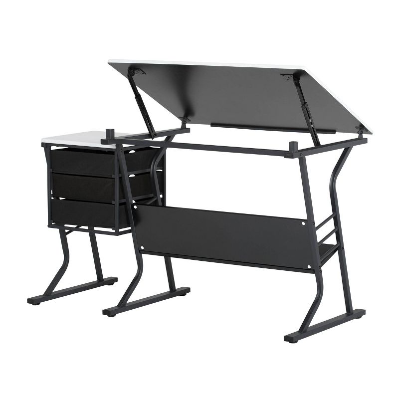 Eclipse Hobby Table with Stool - Black/White