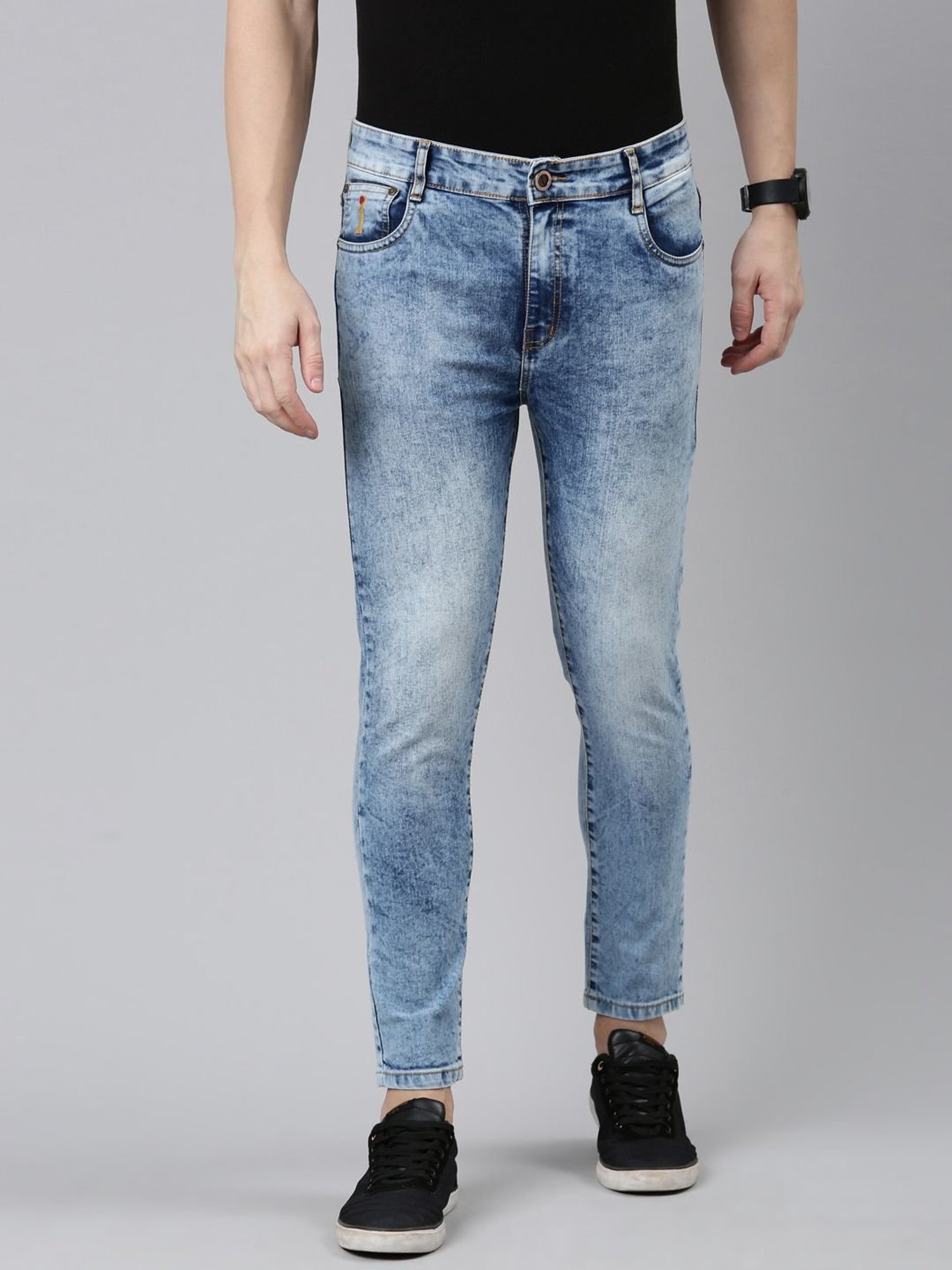 CINOCCI Light Blue Cotton Slim Fit Jeans