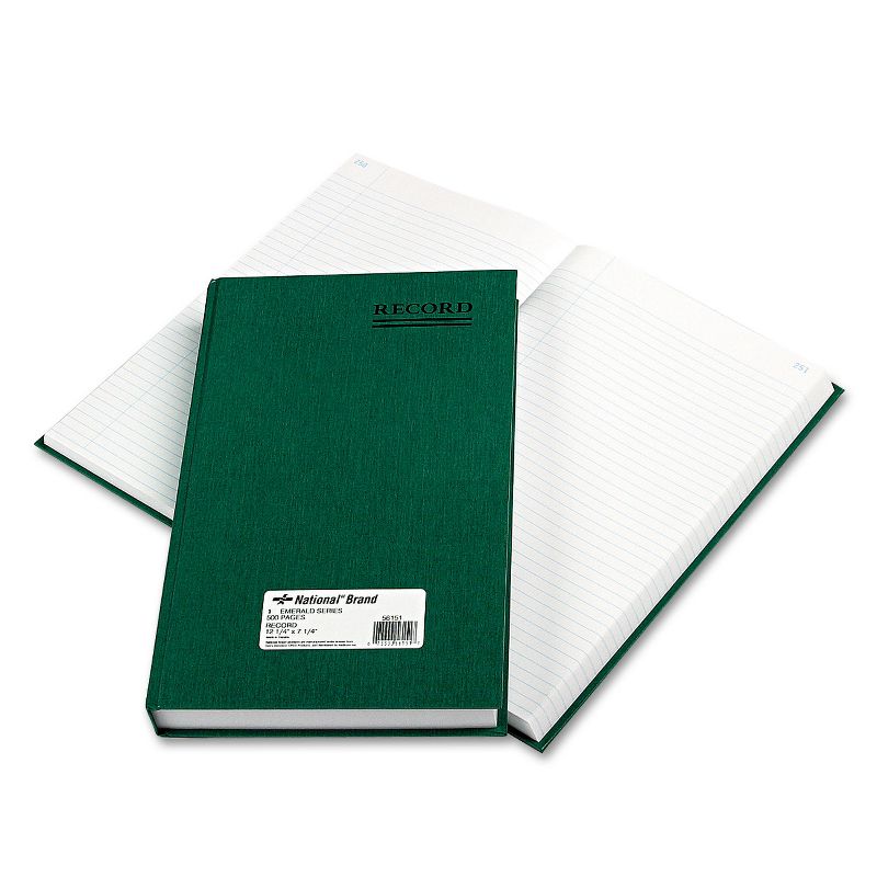 National Emerald Series Account Book Green Cover 500 Pages 12 1/4 x 7 1/4 56151