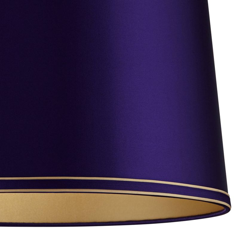 Springcrest Dark Purple Medium Drum Lamp Shade with Gold Trim 14" Top x 16" Bottom x 11" High (Spider) Replacement with Harp and Finial