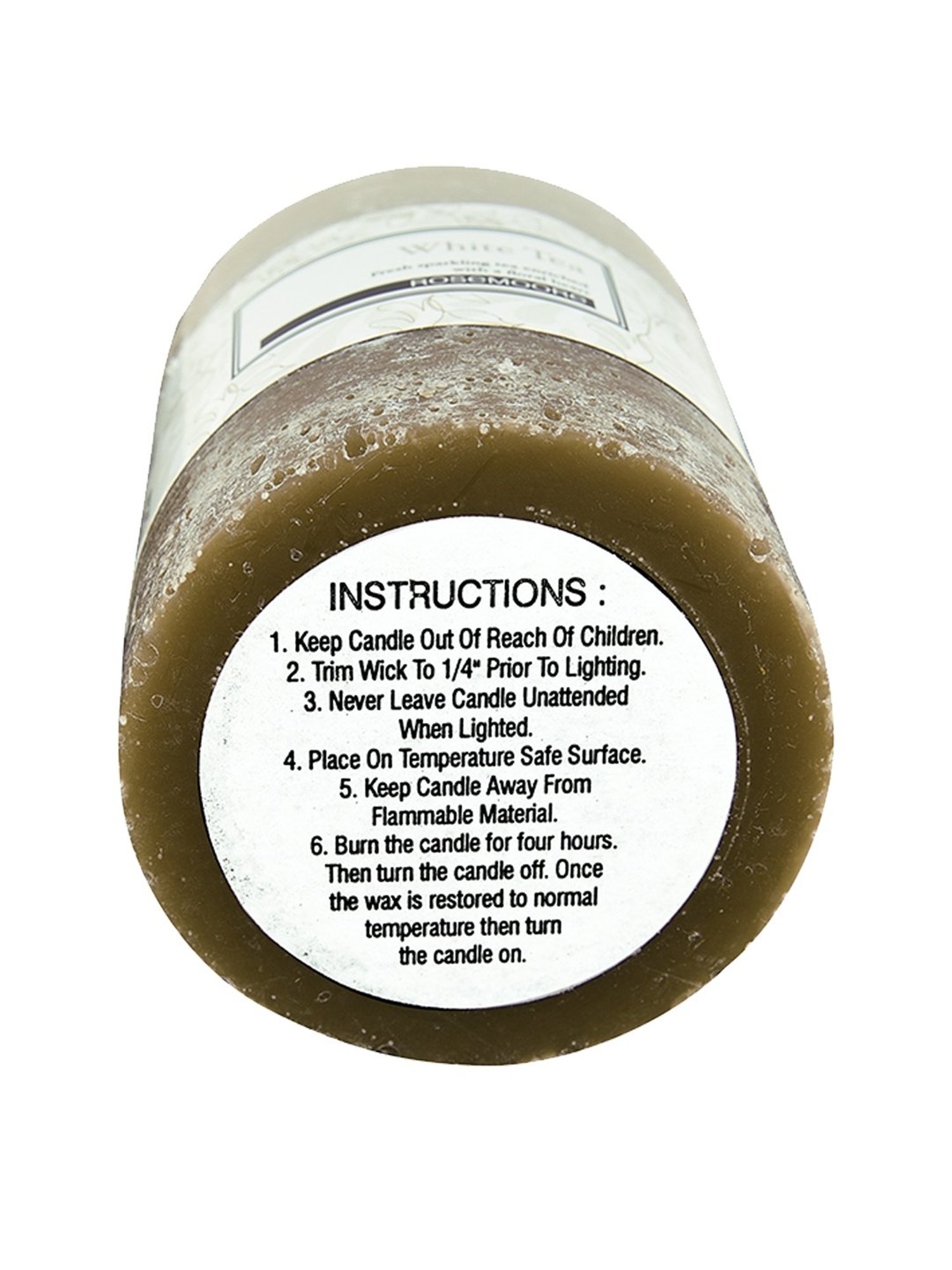 Rosemoore Wax White Tea Pillar Candle